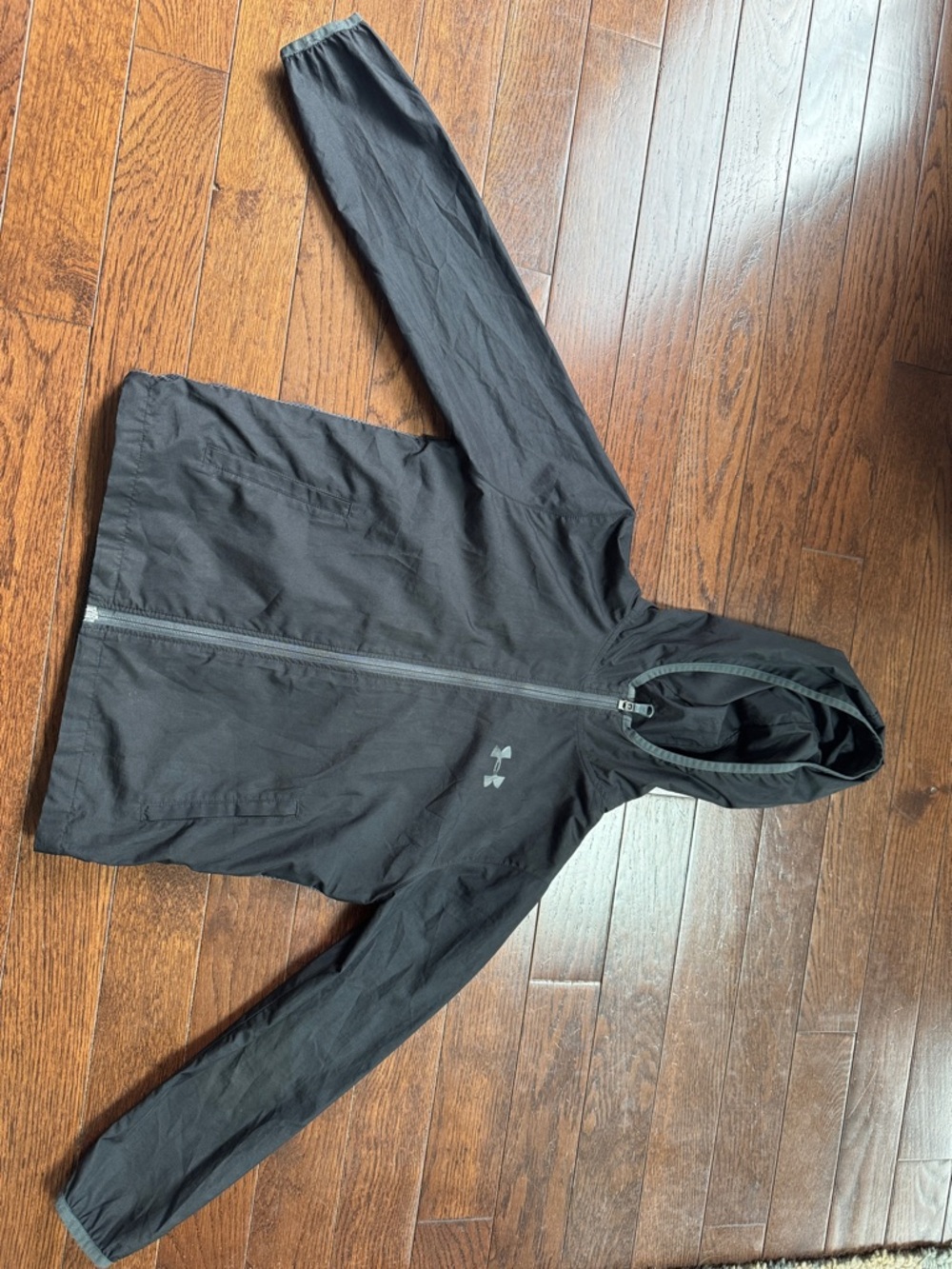 Under Armour Black Hooded Zip-Front Windbreaker